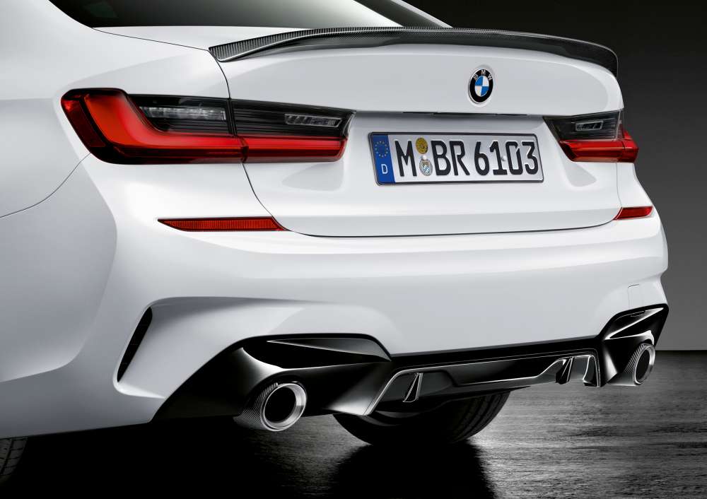 BMW M Performance achterbumperafdekking in hoogglanzend zwart voor 3 Serie