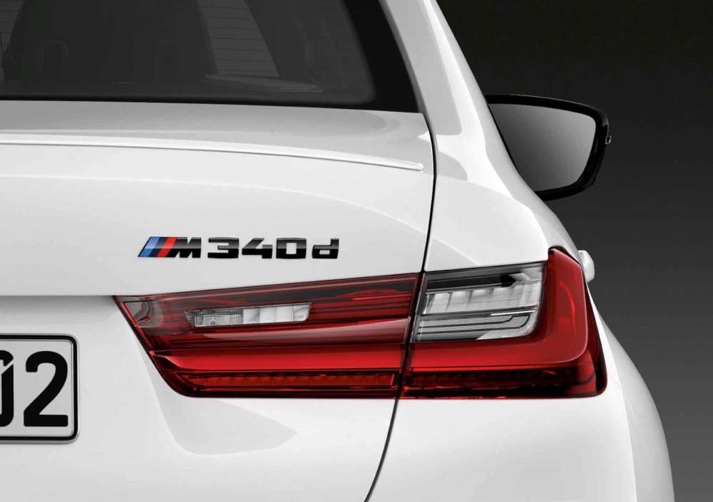 BMW M Performance zwart gespoten opschrift voor M340d