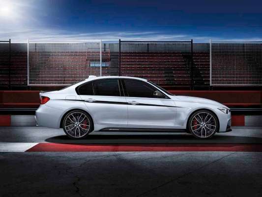 BMW M Performance accentstrepen in mat zwart-zilver voor 3 Serie