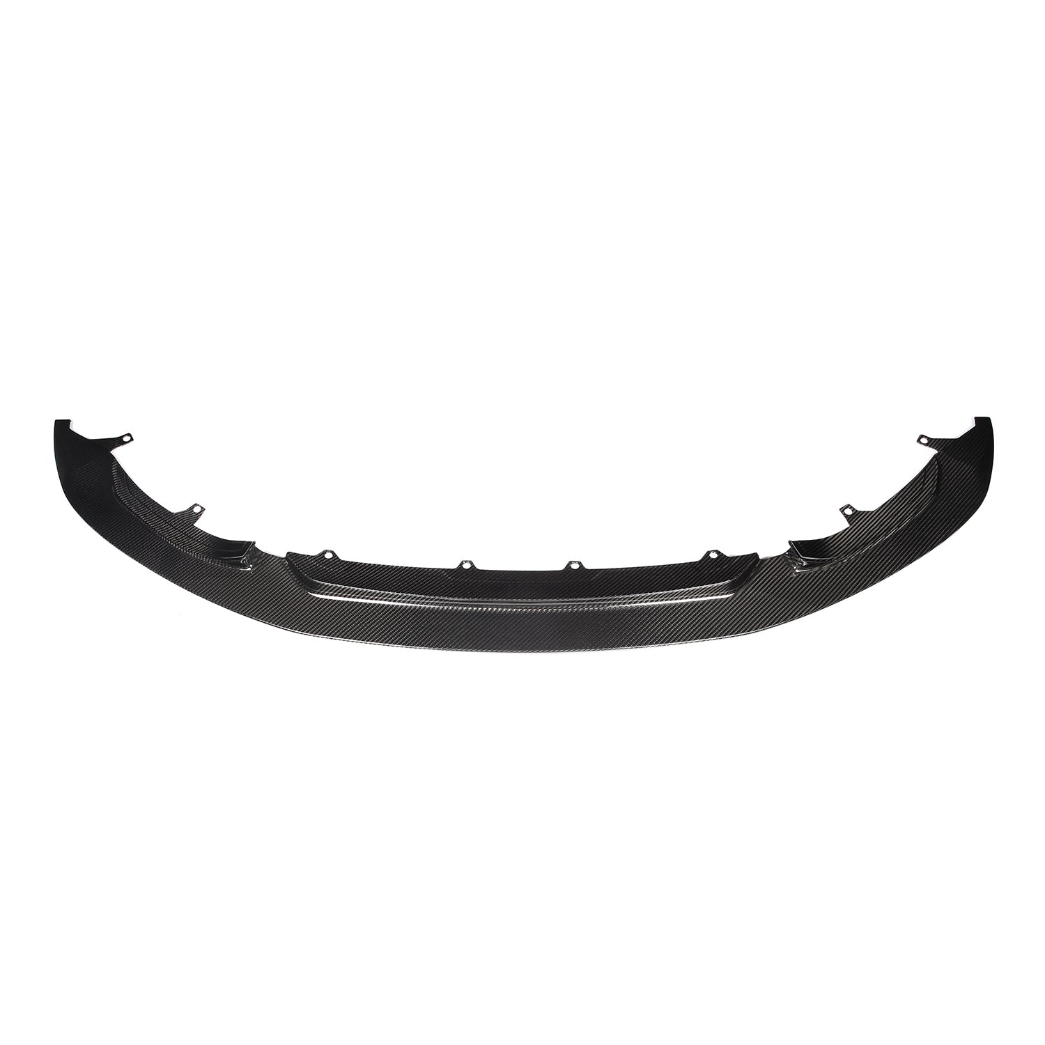 MHC+ BMW F80 M3 F82 M4 GT Style Front Splitter In Gloss Pre Preg Carbon Fibre On White Background