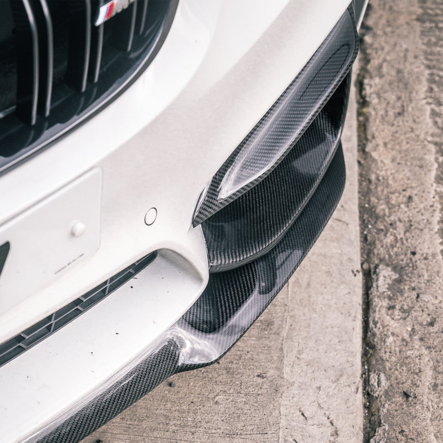 BMW F80 M3 And F82 M4 Carbon Fibre Front Bumper Inserts Fitted On Car