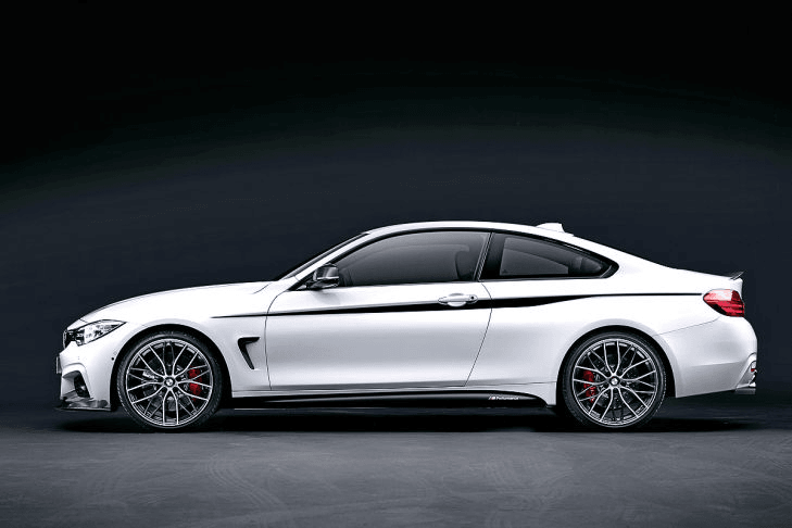 BMW M Performance accentstrepen in mat zwart-zilver voor 4 Serie